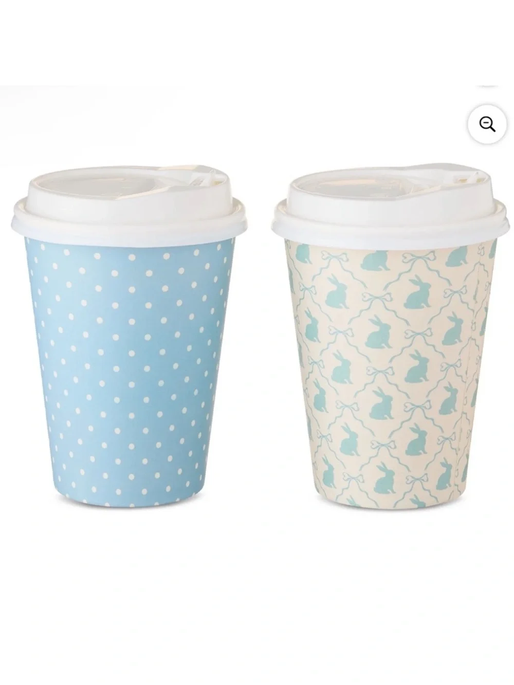 New! Bunnies and Polka Dots 8 ct Disposable Paper Cups with Lids, 14 oz